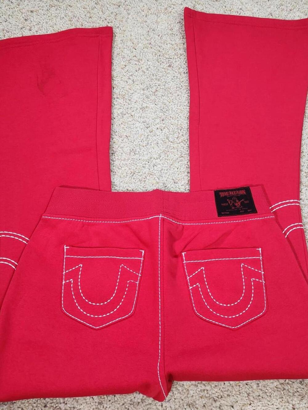 NEW True Religion Pull-On Flare Jeans Red Anniversary Medium